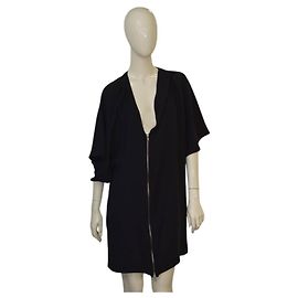 Vestido mini de seda preta Chloé com zíper frontal Preto