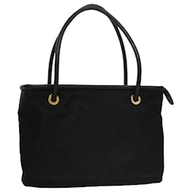 Céline-CELINE Tote Bag Nylon Black Gold Auth 105741-Black,Golden