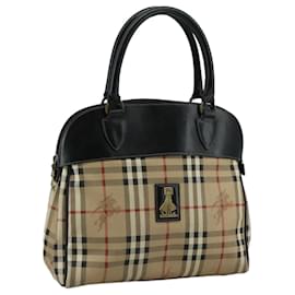 Autre Marque-Burberrys Nova Check Hand Bag PVC Leather Beige Auth 108596-Beige