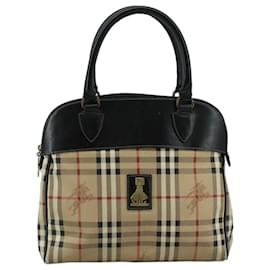Autre Marque-Burberrys Nova Check Hand Bag PVC Leather Beige Auth 108596-Beige