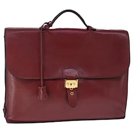 Hermès-HERMES Sac Adepeche 38 Business Bag Leather Red Auth bs21227-Red