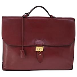 Hermès-HERMES Sac Adepeche 38 Business Bag Leather Red Auth bs21227-Red