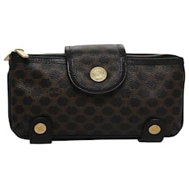 Céline-CELINE Macadam Canvas Shoulder Bag Black Brown Auth 105799A-Brown,Black