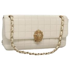 Chanel-CHANEL Sac à bandoulière East West en cuir blanc CC Auth 94488-Blanc