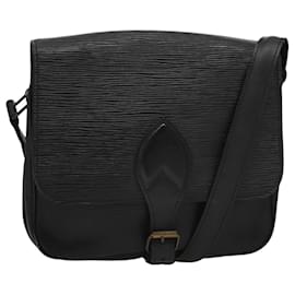 Louis Vuitton-LOUIS VUITTON Epi Cartouchiere MM Shoulder Bag Black Noir M52242 LV Auth 107868-Black