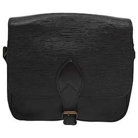 Louis Vuitton-LOUIS VUITTON Epi Cartouchiere MM Shoulder Bag Black Noir M52242 LV Auth 107868-Black