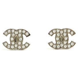 Chanel 2024 Orecchini Micro CC in Argento con Strass Argento
