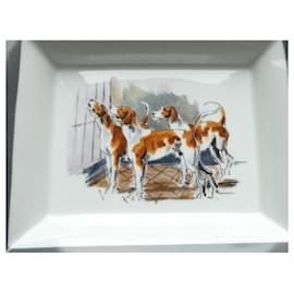 Hermès-vide poche hermès porcelaine de limoges chiens de chasse-White