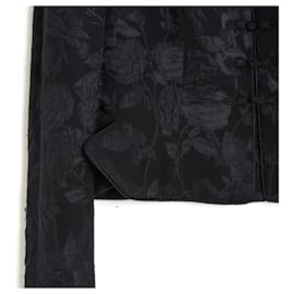 Dior-Christian Dior 1999 John Galliano Jacket FR38 Black Silk Damask Bar Jacket UK10 US8-Black