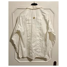 Chanel-Vintage Chanel double-breasted white shirt, 38-White,Cream