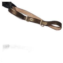 Gucci Microguccissima Leather Slim Horsebit Buckle Belt Metallic Brown Size:36 Brown