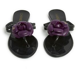 Chanel Sandali Mules Infradito Camelia Nero Viola Flats Mules Infradito UK3.5 US6 Nero