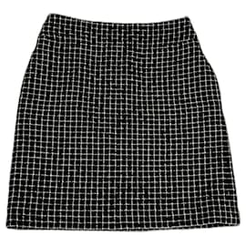 Chanel-Chanel tweed pencil mini-skirt-Black,White