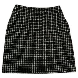 Jupe mini crayon en tweed Chanel Noir Blanc