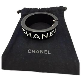 Pulseira mini pérolas pretas Chanel COCO, 2008 P Preto Cru Hardware prateado