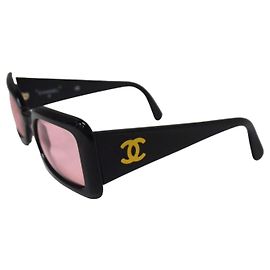 Occhiali da sole tinti Chanel Nero Oro Logo Rosa Rosso 05977 Nero Rosso D'oro