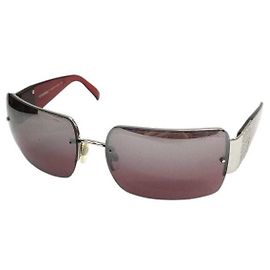 Óculos de sol Chanel CC Logo sem aro com strass vermelho prateado 4095-B Prata Vermelho