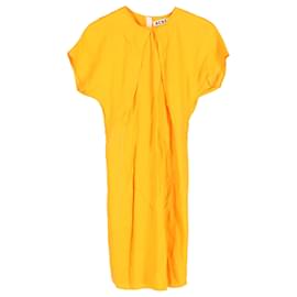 Acne- Acne Studios Crewneck Knee-Length Shift Dress in Orange Viscose-Orange