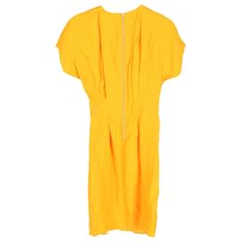 Acne- Acne Studios Crewneck Knee-Length Shift Dress in Orange Viscose-Orange