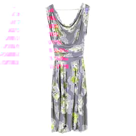 Dolce & Gabbana- Dolce & Gabbana Floral Print Midi Draped Dress in Multicolor Viscose-Multiple colors