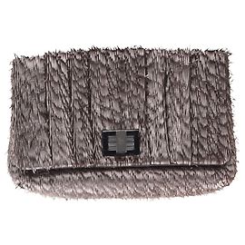 Anya Hindmarch Rosalyn Fransen Clutch Bag aus metallisch grauem Leder Grau