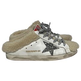 Baskets Slip-On en Cuir Blanc Golden Goose Super-Star Sabot Sheared Blanc
