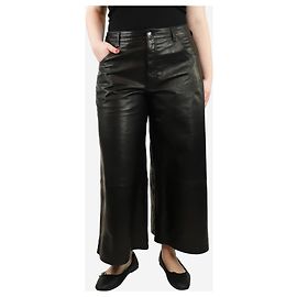 Etro Calças de couro largas pretas - tamanho UK 18 Preto