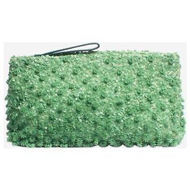 Dries Van Noten Pochette en sequins verts et perles Vert