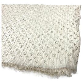 Sciarpa Louis Vuitton Monogram Lame Etoile D'oro Crudo