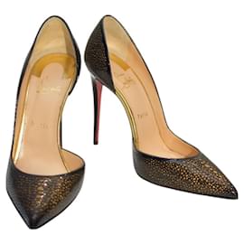 Christian Louboutin-Christian Louboutin Galupump 100 Patent Leather Pumps in Black & Gold size 40-Black