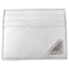Prada-Prada Saffiano Leather Card Case 1MC223-Silvery
