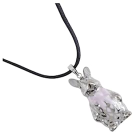 Autre Marque Herend Rabbit Porcelain Necklace Silver Silvery