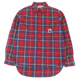 Camicia tartan con patch di puzzola in lana e nylon Gucci Rosso