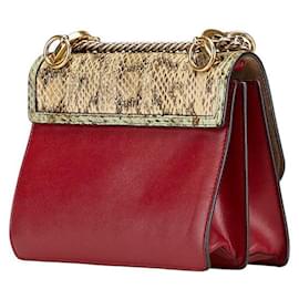 Fendi-Fendi Leather Can I Small Python Embossed Heart Chain Bag-Red