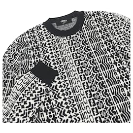 Fendi-Fendi Wool FF Logo Knit Sweater Black White-Other