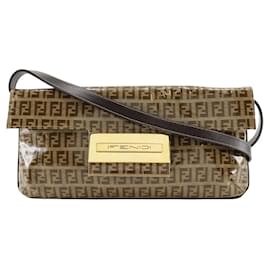 Fendi-Fendi Mamma Baguette Vinyl Shoulder Bag-Brown