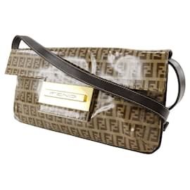 Fendi-Fendi Mamma Baguette Vinyl Shoulder Bag-Brown
