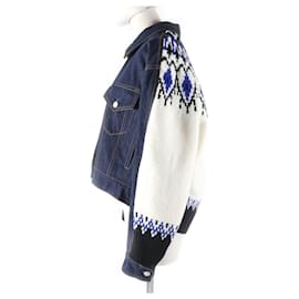 Alexander Mcqueen-Alexander McQueen Fair Isle Knit Denim Jacket-Multiple colors