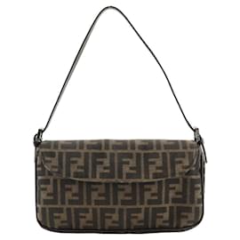 Fendi-Fendi Zucca Nylon Canvas Shoulder Bag-Brown