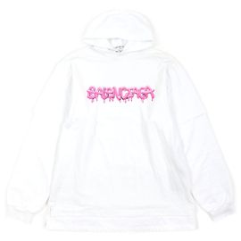 Pulôver oversized de algodão com logo gráfico Balenciaga XS Branco