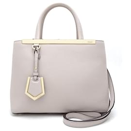 Fendi-Fendi Leather Petit 2Jours Handbag 8BH253-Grey