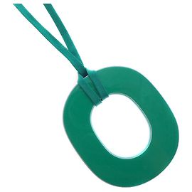 Hermès Colar de seda laqueada Hermes 052880FL Verde