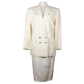 Hermès Conjunto de saia de linho Hermes branco Branco