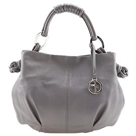 Bolsa de ombro em couro de cordeiro Armani cinza Cinza