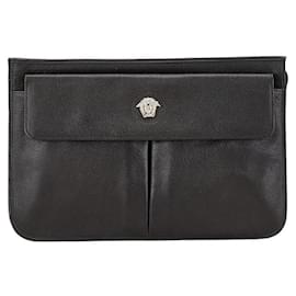 Versace-Versace Leather Clutch Bag Black-Black