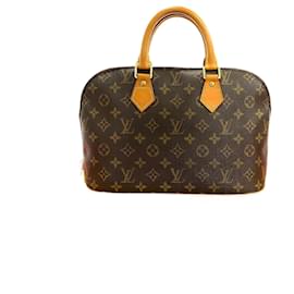 Louis Vuitton-Louis Vuitton Alma Leather Handbag Brown-Brown