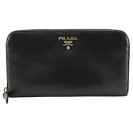 Prada-Prada Saffiano Zip Around Wallet 1M0506-Black
