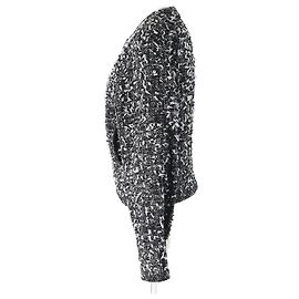 Chanel Wool Nylon Tweed No Collar Zip Jacket 34 Black