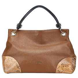 Bolso de cuero con estampado de pitón Furla Castaño