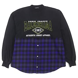 Balenciaga-Balenciaga Cotton Print Check Distressed T-Shirt L-Other